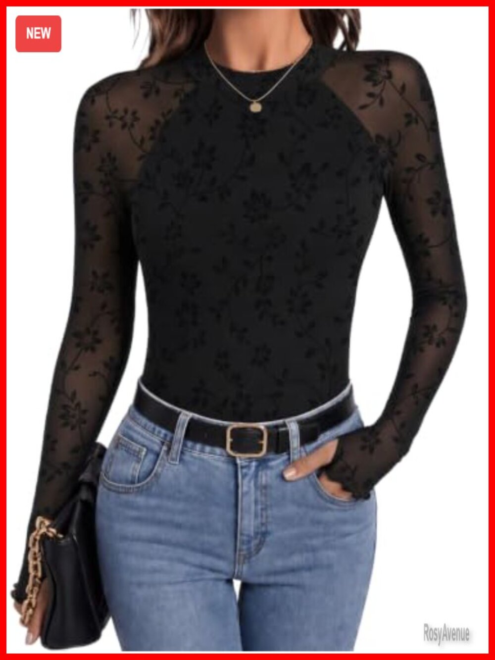 Women's Sheer Mesh Long Sleeve Blouse Mock Neck Fitted Top